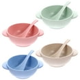 thumbnail image 1 of 4 Sets Baby Wheat Straw Bowls Break Resistant Baby Feeding Bowls with Spoon, 1 of 9