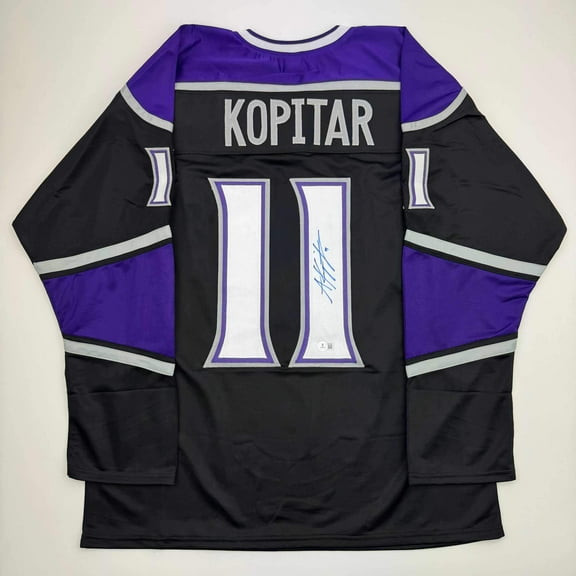 Autographed/Signed Anze Kopitar Los Angeles LA Black Hockey Jersey Beckett BAS COA #2