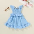 thumbnail image 2 of Tiny Cutey Toddler Baby Girl Dress Kids Summer Cotton Solid Ruffle Sleeveless Skirt Casual Sundress for 4-5T, 2 of 7