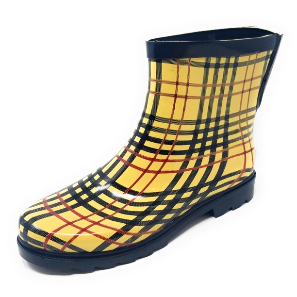 checkered rain boots