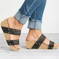 thumbnail image 2 of B91xZ Women's Rhinestone Sandals Non-Slip Quick Drying Soft Lightweight Shower Shoes,Black 6.5, 2 of 5