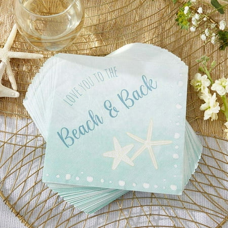 Kate Aspen Decorative Paper Napkins - Set of 60 - 6.5 Inch Durable Disposable Serveware, Easy Cleanup for Wedding, Bridal Shower, Anniversary, Beach/Nautical Themed Party (Bulk)