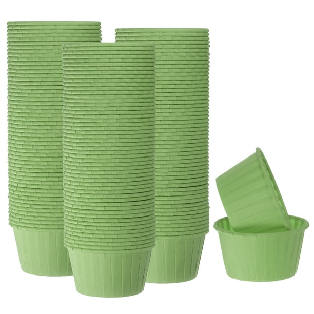 150pcs 3.5oz Moldes para Magdalenas de Papel de Tamaño Estándar Envoltorios Antiadherentes Desechables para Bodas Cumpleaños Navidad Postres Verde Claro