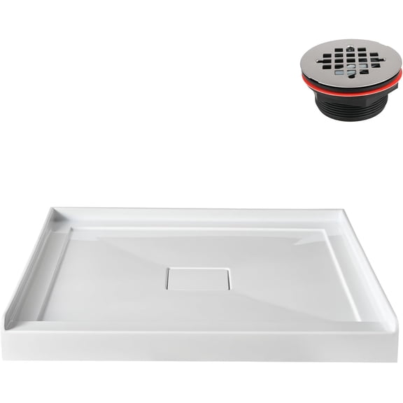 Streamline GB-630-524 36 in. x 36 in. Alcove Acrylic Shower Base in Glossy White With Center Drain, Drain Included