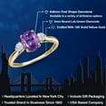 thumbnail image 2 of Gem Stone King 10K Yellow Gold Purple Amethyst and White Zirconia 3-Stone Ring for Women | 1.37 Cttw | Oval 8X6MM | Gemstone February Birthstone | Size 9, 2 of 6