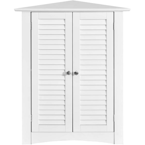 Giantex 3-Shelf Corner Cabinet, Freestanding Bathroom Floor Cabinet with Double Shutter Doors and Adjustable Shelf, Suitable for Bathroom, Living Room, Bedroom, Kitchen, 22 x 13 x 31.5 inches