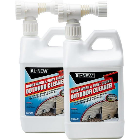 AL-NEW Outdoor Cleaner | House Wash & Vinyl Siding 64oz Hose End Sprayer (Pack of 2)