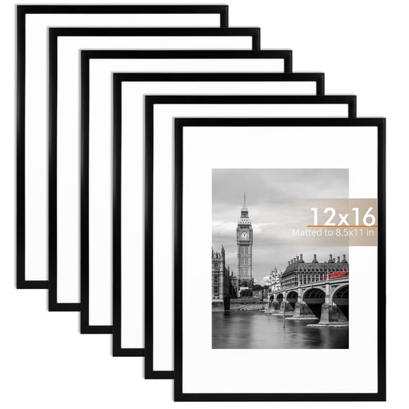 Marco de fotos Fixwal Diamond Art de 12 x 16 cm, juego de 6 unidades, PVC negro
