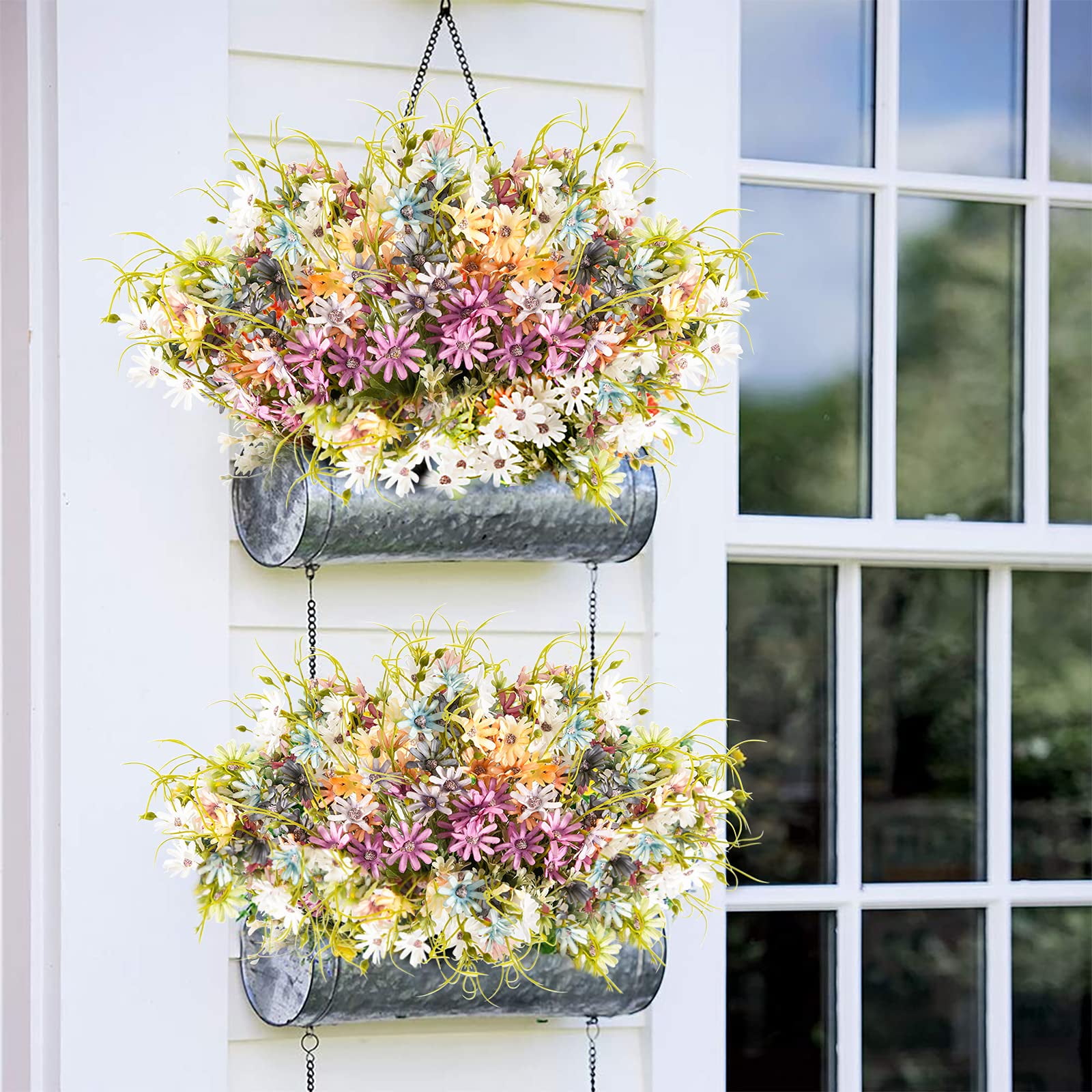 12 Bundles Wildflowers Artificial Flowers Outdoor Fake Daisy UV Resistant Silk Wild Flower Bouquets Faux Plants Plastic Greenery for Decoration Floral Arrangements Home Décor (Mix)