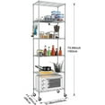 thumbnail image 4 of 6-Tier Storage Shelf Wire Shelving Unit Free Standing Rack Organization with Caster Wheels, Stainless Side Hooks, Silver Gray | Rack Organization, with Caster Wheels, Stainless Side Hooks, 4 of 7