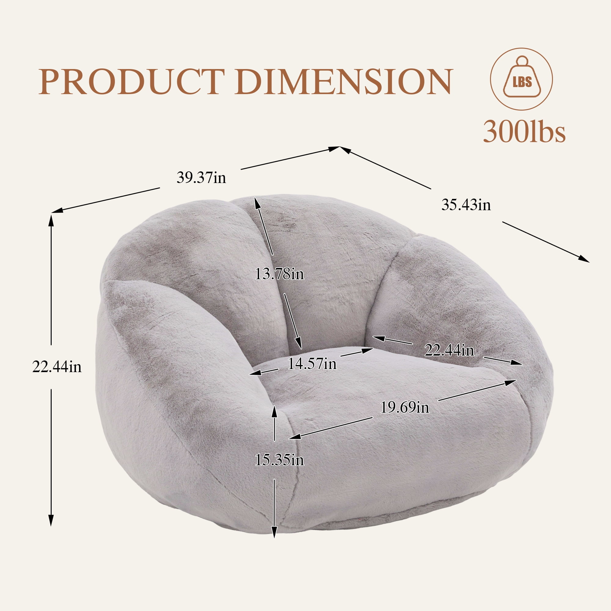 MOONMISS Oversized Bean Bag Chair for Adults,Memory Foam Lazy Sofa Chair with Soft Corduroy Cover,Comfy Floor Lounger for Living Room Bedroom Dorm