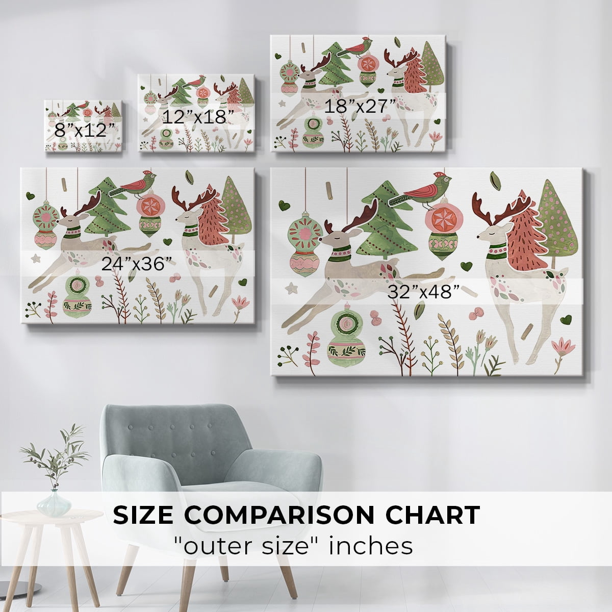 Reindeer Wishes Collection A- Gallery Wrapped Canvas
