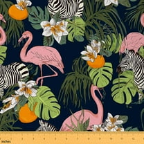 Homewish Pink Flamingo Fabric by the Yard 1 Yard,Tropical Monstera Leaf Home Decor Fabric by the Yard,Zoo Animal Zebra Sewing Fabric For Kids,Ultra Soft Home Decor