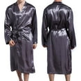 thumbnail image 5 of Men's Satin Kimono Robe Silk Classic Long Bathrobe Pockets Lightweight Loungewear, 5 of 6