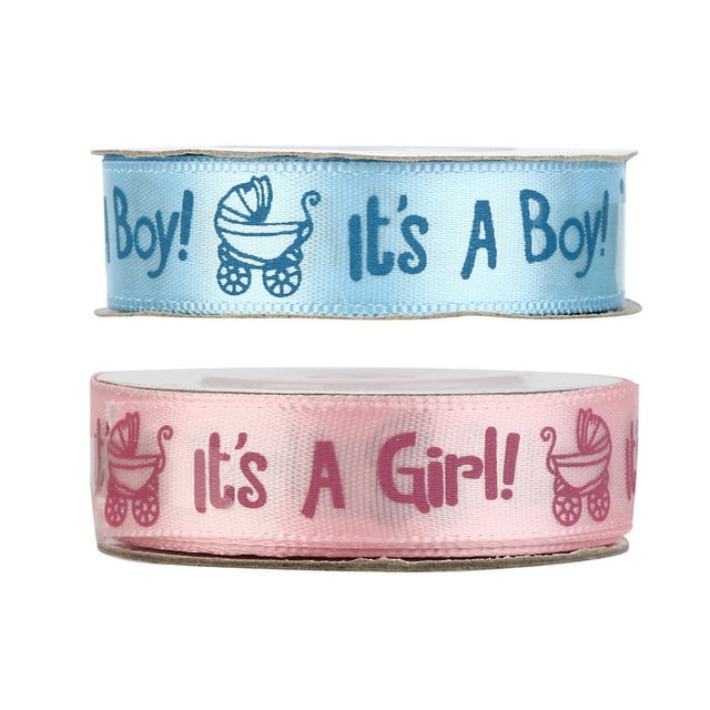 Xihbxyly Cinta para Baby Shower, Diseño "Es Un Niño Niña", Grogrén de Primera Calidad, Perfecta para Decorar Baby Showers, Envolver Regalos y Crear Una Celebración Inolvidable. 18 Mm X 10 Yardas de L