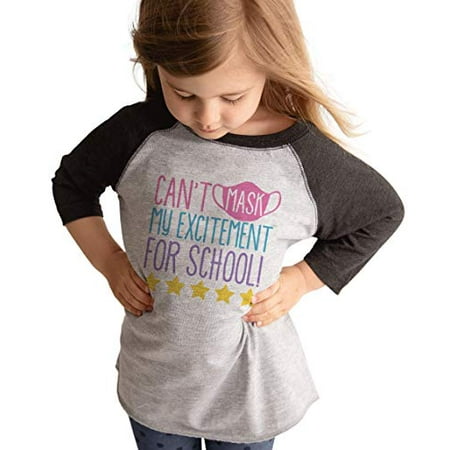 

7 ate 9 Apparel Girls Funny Back to School Quarantine Grey Raglan