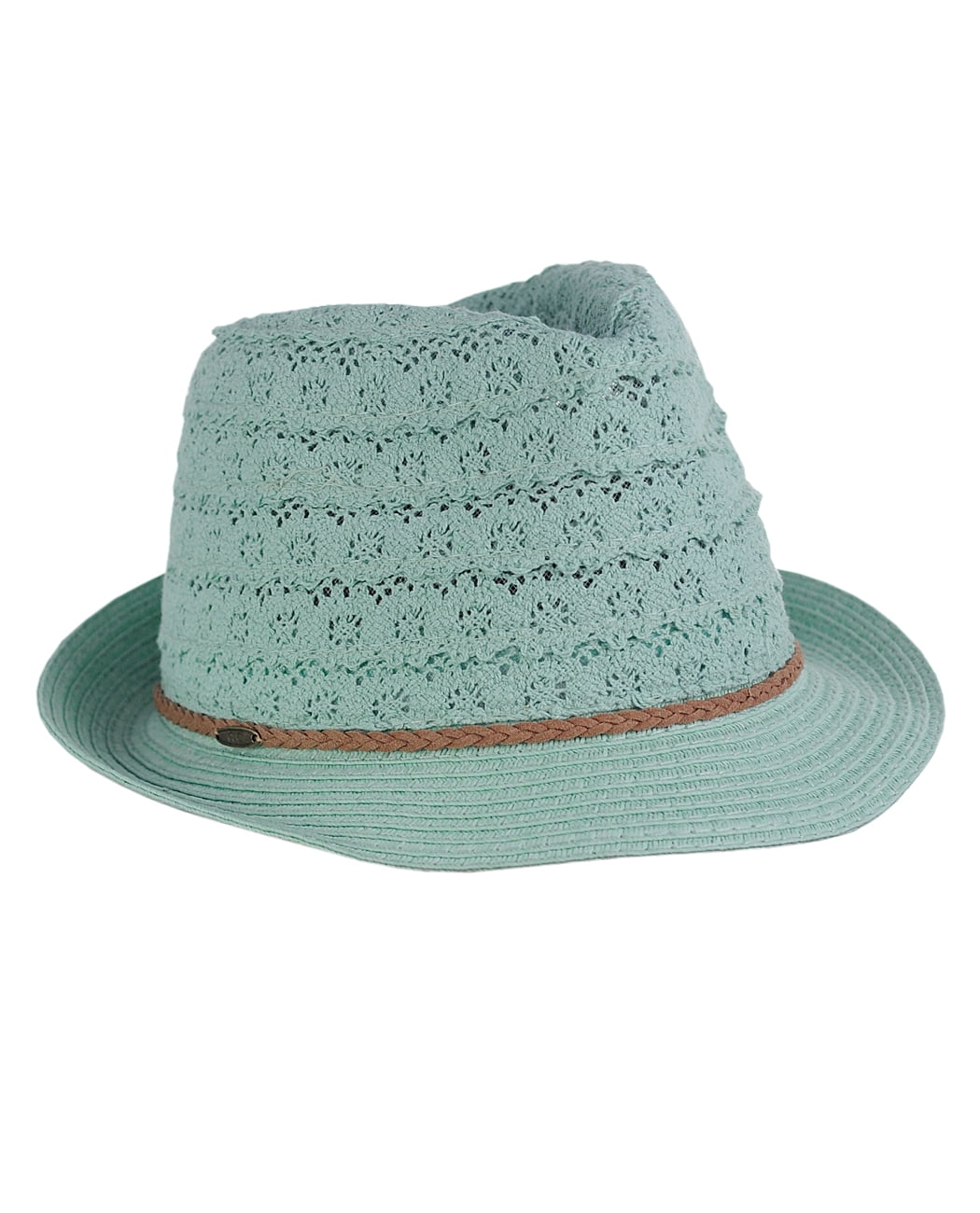 C.C Children/'s Brown Braided Trim Spring Summer Cotton Lace Vented Fedora CC Hat