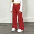 thumbnail image 6 of Hduncf Children's Fold Over Yoga Pants Low Rise Wide Leg Cute Flare Sweatpants Lounge Wear School Clothes Teen Girls Red 7-8Years, 6 of 9