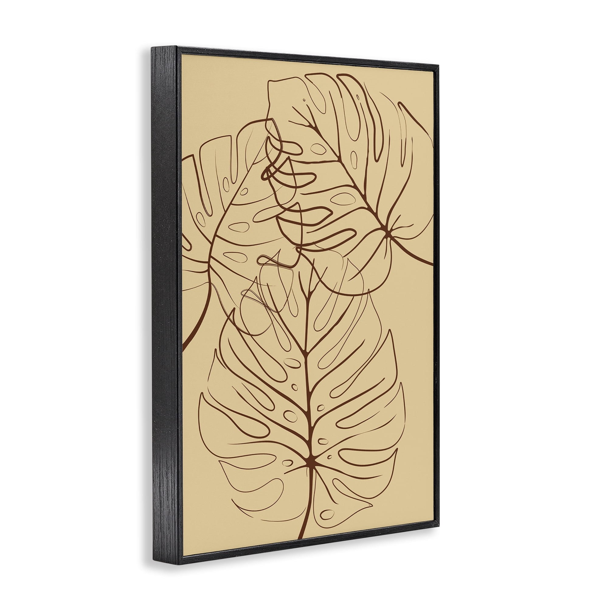 Stupell Industries Autumn Monstera Leaf Contour Black Framed Giclee Art, design by Martina Pavlova