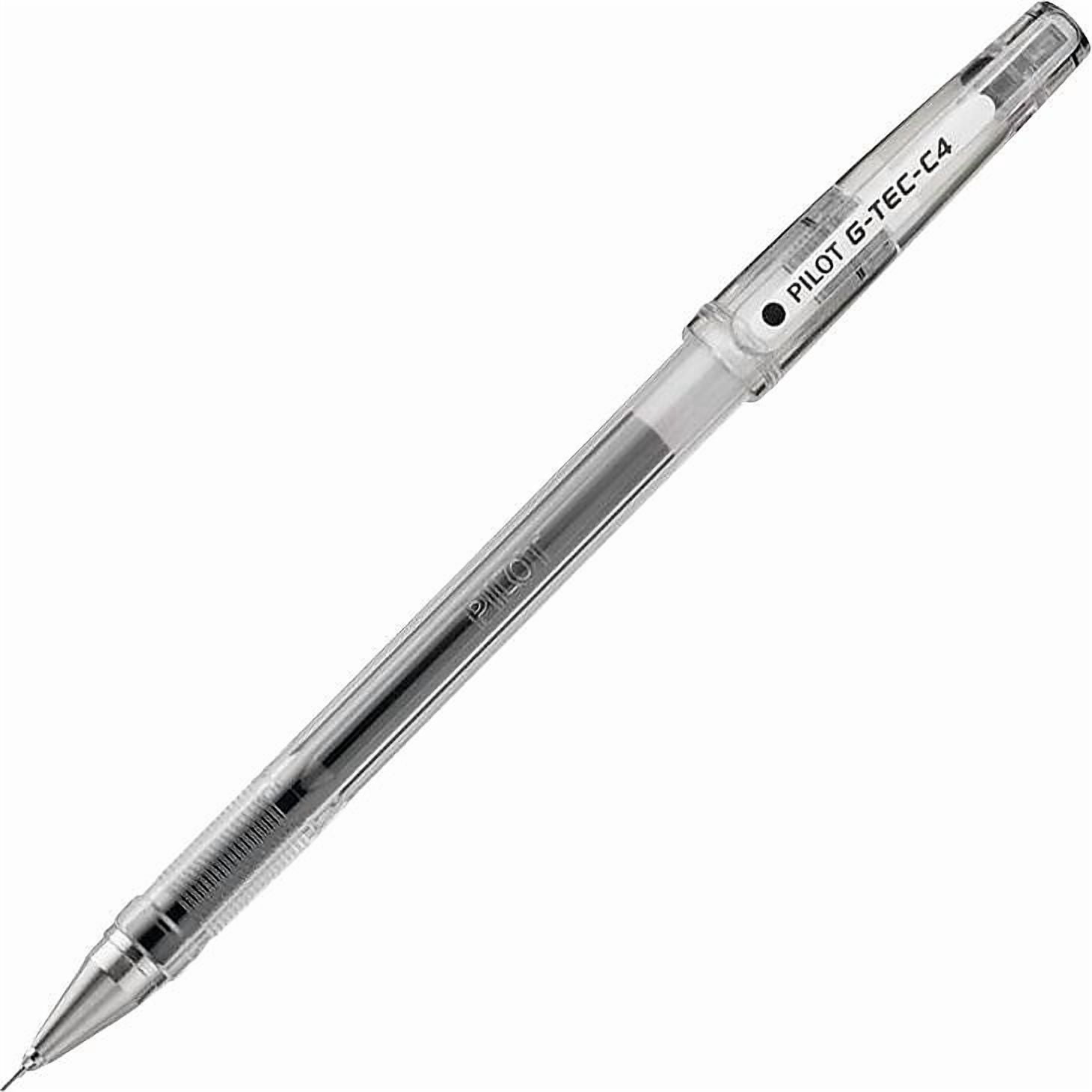 G-TEC-C Ultra Stick Gel Pen Ultra-Fine 0.4 mm, Black Ink, Clear Barrel, Dozen