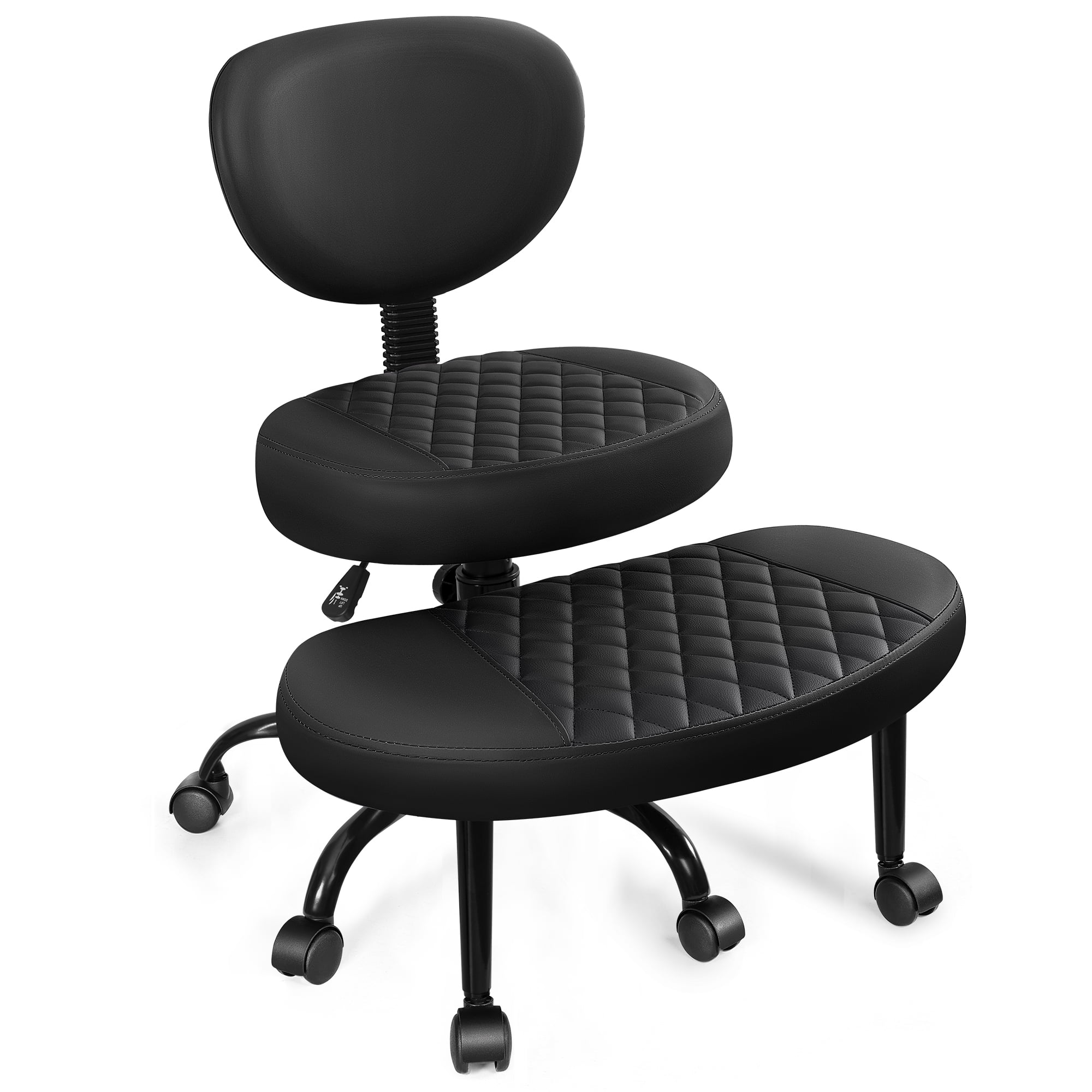COOLHUT Cross Legged Chair, Ergonomic Adult ADHD Office Chair, Height Adjustable Yoga Office Chair, Meditation Chair with Lumbar Support, Home Office Kneeling Chair, Black