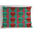 thumbnail image 1 of Modern Pillow Sham Skull Pattern with Artistic Digital Effects Gothic Dead Anatomy Illustration, Decorative Standard King Size Printed Pillowcase, 36 X 20 Inches, Jade Green Magenta, by Ambesonne, 1 of 2