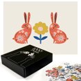 thumbnail image 2 of Ambesonne Modern Boho Jigsaw Puzzle Durable Cardboard, Colorful Flower Bunny, 1000 pcs, Burnt Sienna and Earth Yellow, 2 of 5