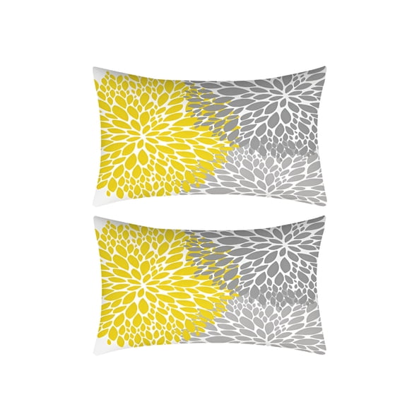 XIBUFE 2026 New Yellow Blue Flower Pillow 12X20 Inch Set of 2 Outdoor Throw Pillows Outdoor Decor for Living Room Sofa Patio Furniture Garden Floral Polyester Pillow Holiday Decor