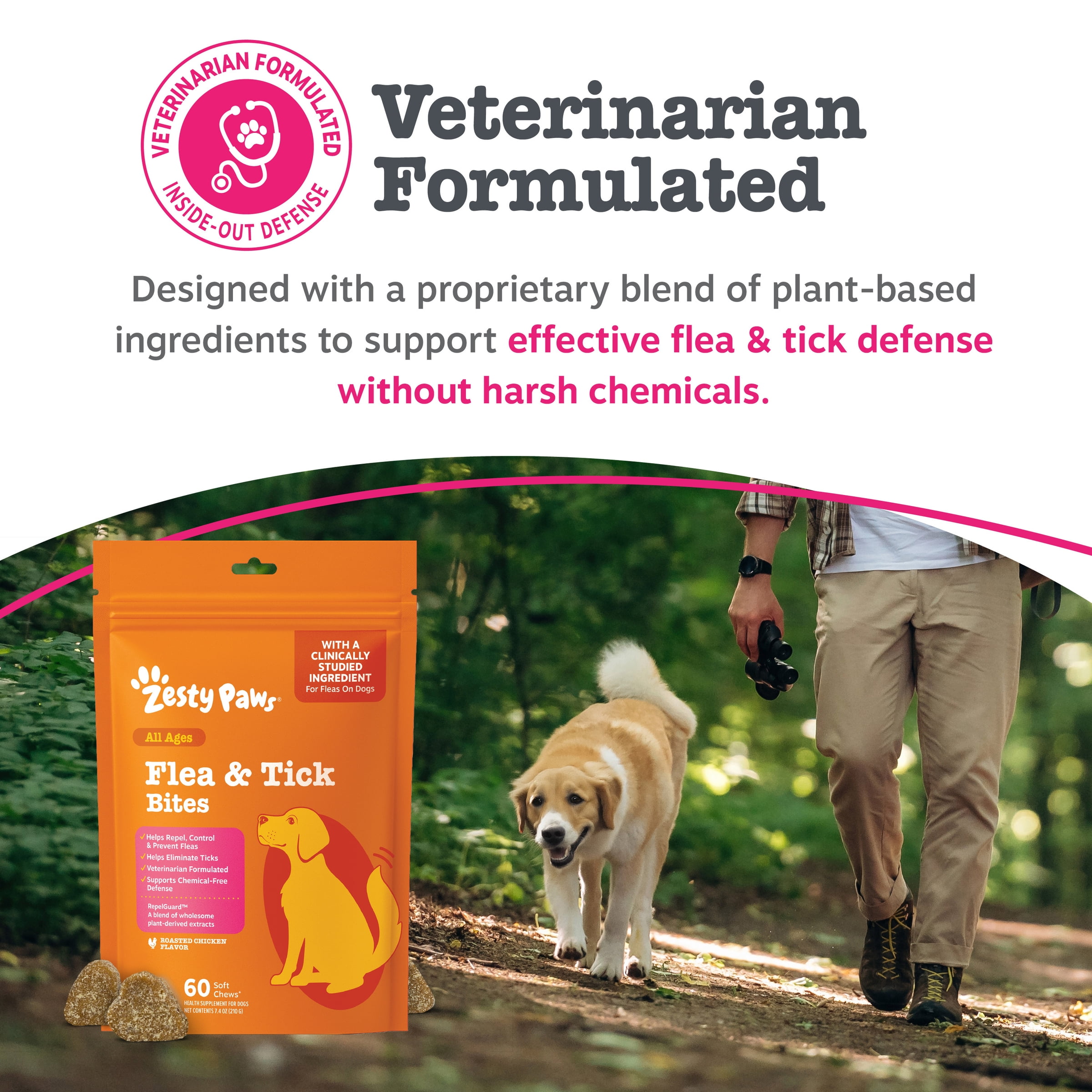 Zesty Paws Flea & Tick Bites for Dogs, 60 Count