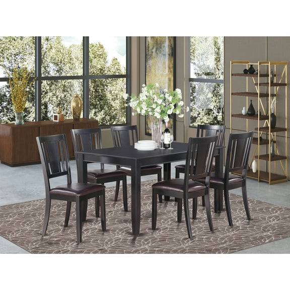Dining Room Set 7 Piece Rectangular Table Asian Timber Chairs Luxury Design