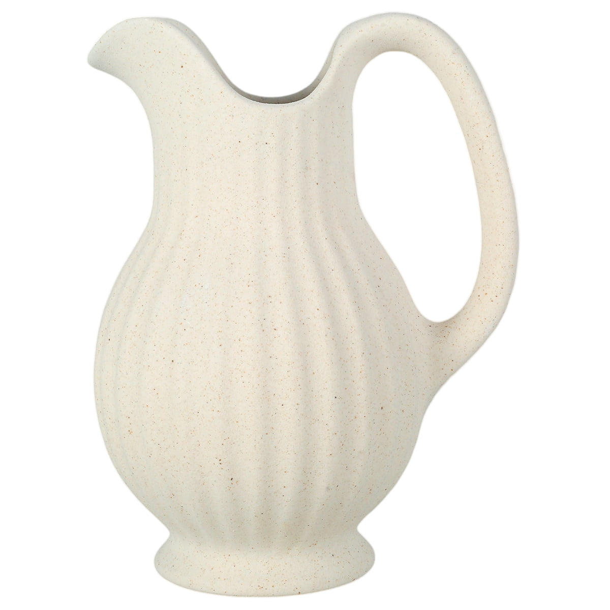 Ceramic Pitcher Vase with Handle White Farmhouse Vase for Flower