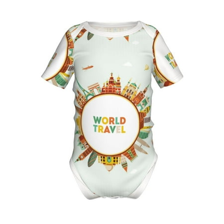 Gaeub World Travel3 Print Infant Climbing Onesie Toddler Outfit Newborn Baby Bodysuit Baby Boy Girl Clothes -3 Months