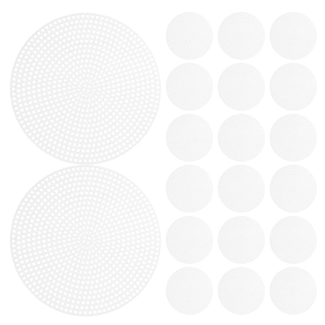 MOVTOTOP 20Pcs Plastic Canvas Sheets Stitching Canvas Round Mesh DIY Round Cross Stitch Sheets Crochet Knitting Sheets Crafting Quilting Sheets DIY Mesh Sheets