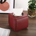 thumbnail image 6 of Uxcell Tissue Box Cover, PU Leather Square Decorative Napkin Paper Towel Dispenser Holder, Dark Purple, 6 of 6