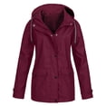 thumbnail image 1 of WEAIXIMIUNG Womens Fall Jackets Trendy Dressy Womens Autumn Winter Solid Color Hooded Pockets Watertight Windproof Jacket, 1 of 3