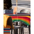 thumbnail image 5 of Fsddascl Mexico Striped Outdoor Tablecloth - 54x54 Inch Square Dining Table Cover, Geometric Boho Red Orange Blue Green Waterproof Outdoor Table Cloth with Umbrella Hole & Zipper for Picnic/Patio, 5 of 7