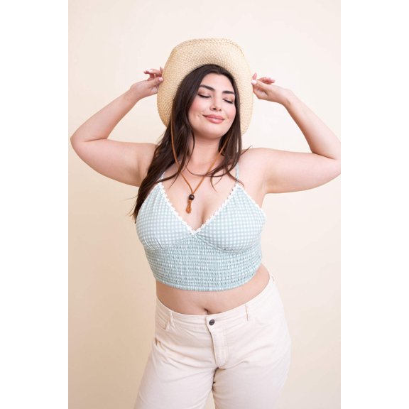 Gingham Smocked Bralette Plus
