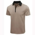 thumbnail image 2 of ZCFZJW Men's Zipper Polo Shirt Lightweight Casual Summer Solid Color Short Sleeve Polo T Shirt Classic Fit Business Collared T-Shirts Tops Khaki XXL, 2 of 5