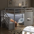 thumbnail image 1 of Noble House Twin Size Loft Bed With Storage Staircase and Window, With LED Light, White, 1 of 10