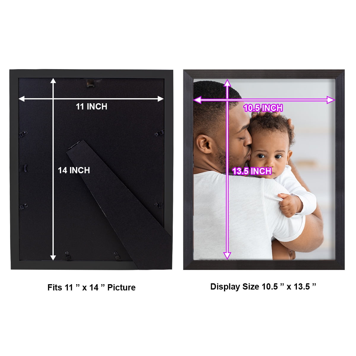 Grooved 11 in. x 14 in. Black Picture Frame Set (Set of 4)