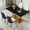 Black Table + White/Dark Gray Chair, variant on SUDICA 5 Piece Dining Set, 63" Black Glass Table with Gold Legs and Gray PU Chairs