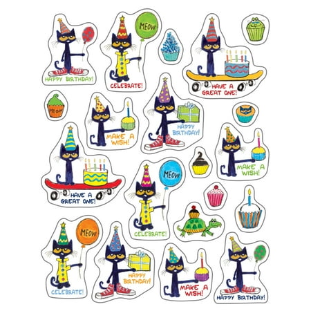 UPC: 0194629070015 | Teacher Created Resources Pete the Cat Happy Birthday Stickers 120 Per Pack 12 Packs