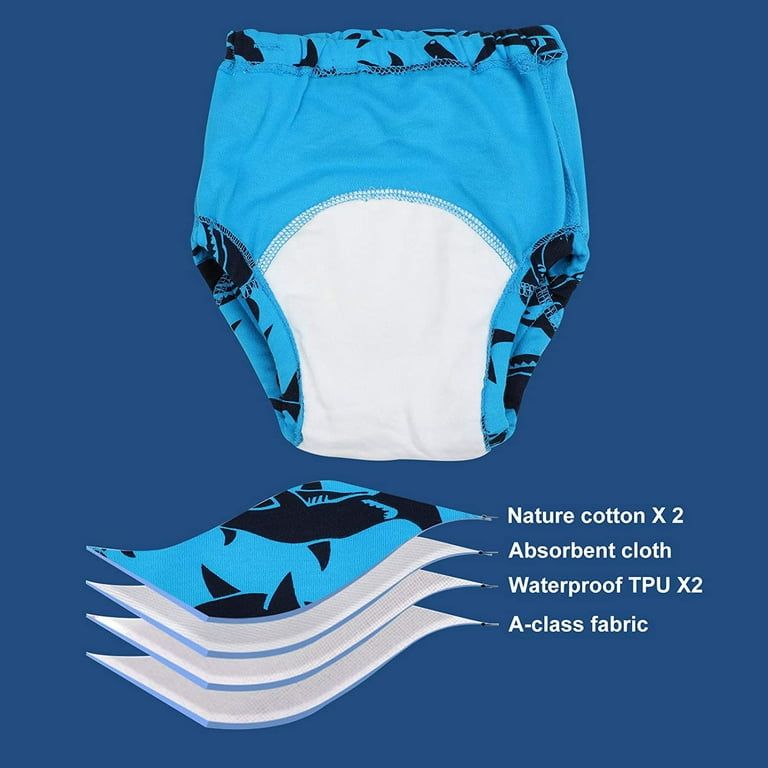 Baby 3 Packs Cotton Training Pants Reusable Toddler Potty Training  Underwear for Boy and Girl Shark-4T