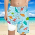 thumbnail image 2 of shoper Boys Swim Trunks Set with Compression Liner Summer Print Quick Dry Shorts Swimming Short Beach Pants Boy Swim Trunks Light Blue 8T, 2 of 6