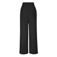 thumbnail image 5 of High Waisted Pants for Women Button Lace up Straight Wide Leg Pants Casual Comfy Summer Lounge Trousers Black, 5 of 6
