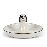 LONE ELM STUDIOS Gerson 7.13-in L Black and White Porcelain Dog Themed Ring Dish