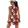 thumbnail image 2 of Yuyamidu Snowman Golf Dresses for Women Size XS Music Note Womens Athletic Dress Christmas Tennis Golf Workout Sports Sleeveless Mini Dress Built in Shorts with Pocket, Red, 2 of 8