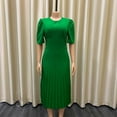 thumbnail image 3 of yillto Womens Plus Size Short Sleeve Maxi Dress High Waist Pleated Elegant Party Maxi Dresses S-3XL, 3 of 7