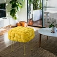 thumbnail image 2 of Home Soft Things Fox Faux Fur Pouf Stool Ottoman - Lemon Curry - 17x17x17", 2 of 7