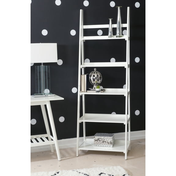 Linon Ashville 5-Tier Ladder Bookcase, White